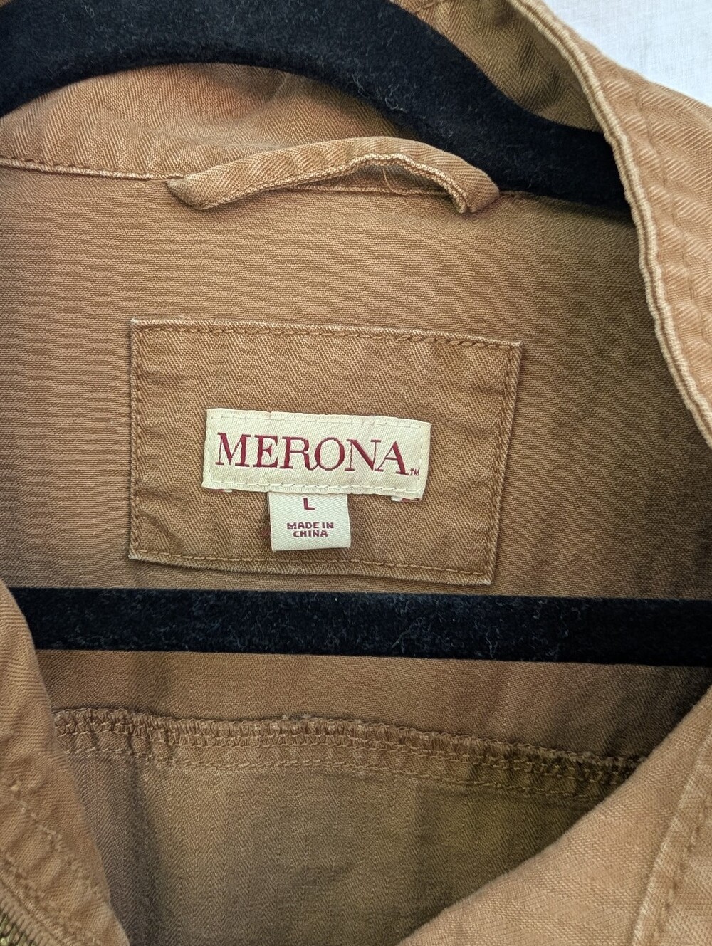 Merona Camel Cotton Canvas Cargo Field Utility Work Jacket Sz L - Picture 3 of 8